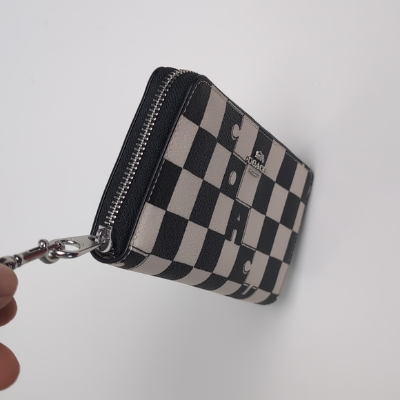 Coach CR622 Long Zip Around Wallet With Checkerboard Print BLACK( Last One) - Picture 7 of 12